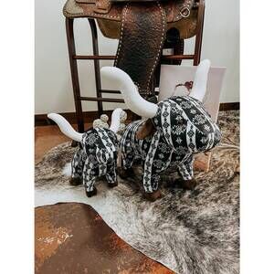 NEW WESTERN LINENS kid's large longhorn plush toy in black